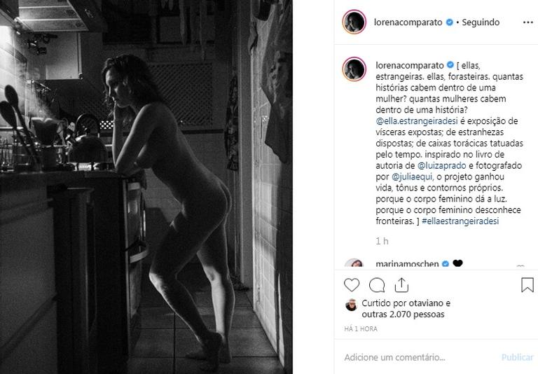 Atriz da Globo, Lorena Comparato, aparece totalmente nua em foto publicada no Instagram (Foto: Reprodução)