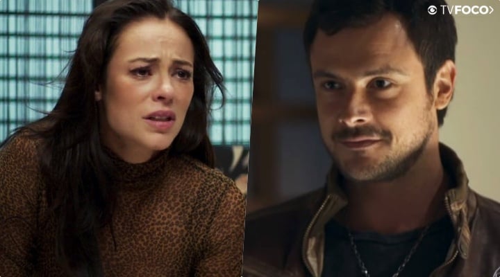 Chiclete (Sergio Guizé) e Vivi Guedes (Paolla Oliveira) em A Dona do Pedaço (Foto: Reprodução/Globo/Montagem/TV Foco)