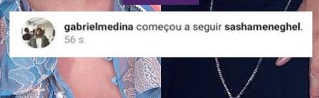 Medina passou a seguir Sasha Meneghel 