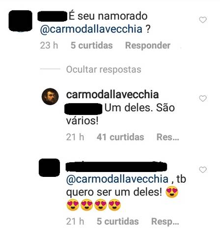 Carmo Dalla Vecchia é questionado sobre namorado (Imagem: Instagram)