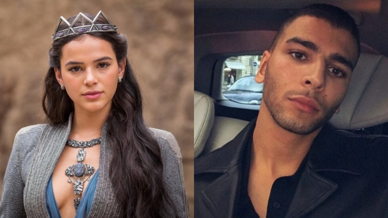 A famosa atriz da Globo e ex-namorada de Neymar, Bruna Marquezine e Younes Bendjima (Foto: Reproduçao/TV Globo/Montagem TV Foco)