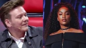 Michel Teló revela segredo de Iza em The Voice Brasil (Montagem: TV Foco)