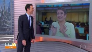Sandra Annenberg parabeniza César Tralli por sua primeira filha na Globo Foto: reprodução)