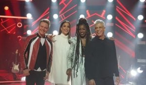 Técnicos Michel Teló, Ivete Sangalo, IZA e Lulu Santos durante evento de The Voice Brasil — (Foto: Analice Paron/Gshow)