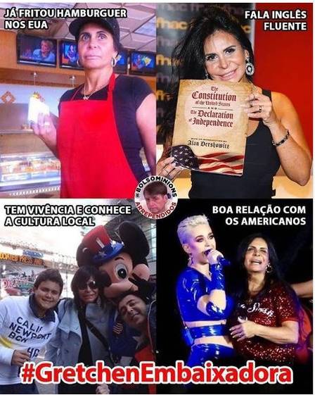Gretchen vira meme mais uma vez e é indicada como representante do Brasil nos Estados unidos da América. (Foto: Reprodução)