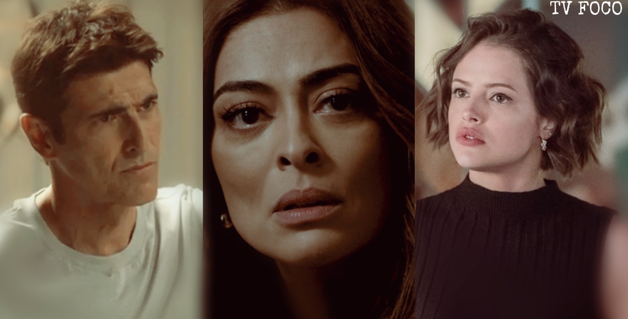 Maria da Paz dá tiro para acabar com Régis após pegá-lo no flagra em A Dona do Pedaço com Josiane(Foto: Montagem/TV Foco)