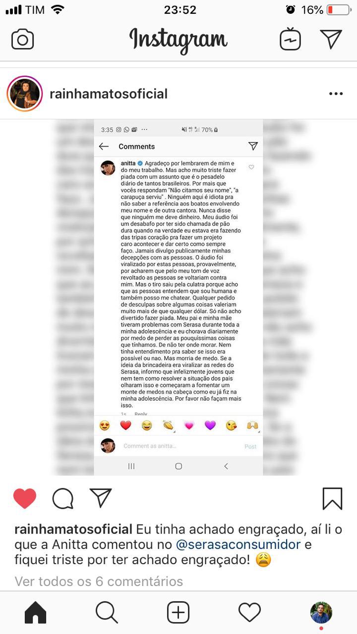 Anitta recebeu uma provocação de uma empresa brasileira, mas respondeu à altura. Anitta recebeu uma provocação de uma empresa brasileira, mas respondeu à altura.