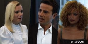 Mais uma reviravolta no triangulo formado por Kim, Marcio e Silvia na novela A Dona do Pedaço (Foto: Montagem/TV Foco)