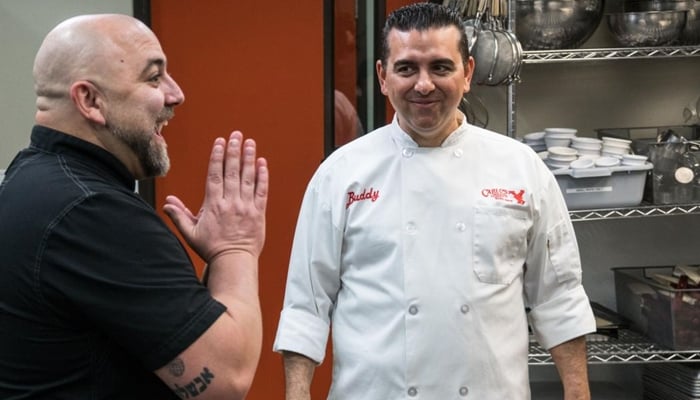 Buddy Valastro, o Cake Boss e Duff Goldman no Duelo de Confeiteiros (Foto: Divulgação/Record)