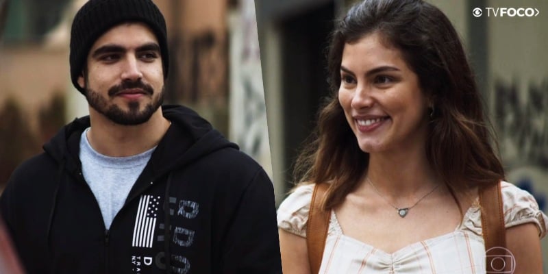 Foto montagem criada pelo TV Foco de Rock e Joana se encarando em cena da novela A Dona do Pedaço