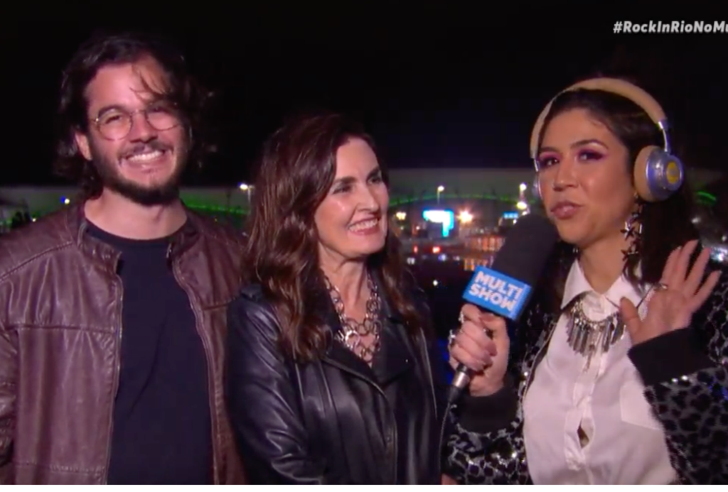 Fátima Bernardes e Túlio participaram ao vivo das transmissões ao vivo do Multishow (Foto reprodução)