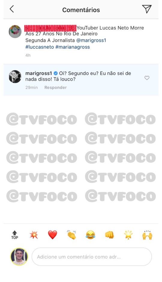 Mariana Gross desmente acusação de ter anunciado a morte de Luccas Neto (Reprodução: Instagram)