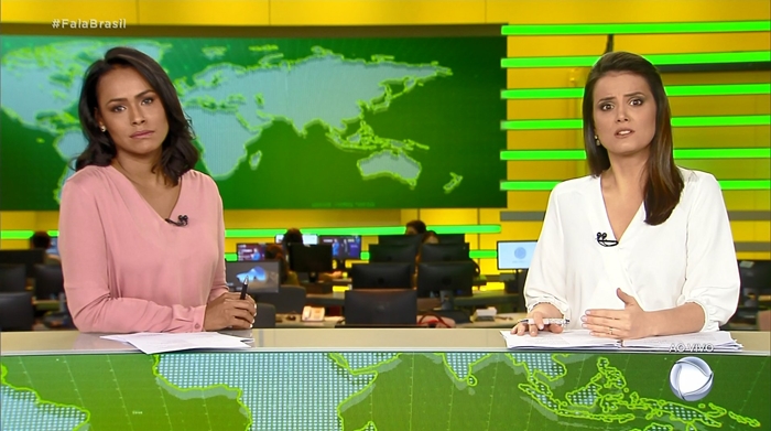 Roberta Piza e Salcy Lima no novo cenário do Fala Brasil (Foto: Reprodução/Record)