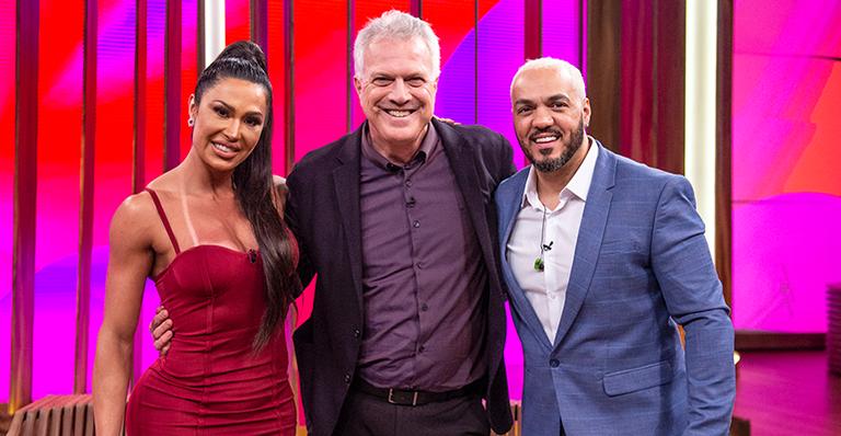 Gracyanne Barbosa, Pedro Bial e Belo (Foto: Divulgação/TV Globo)