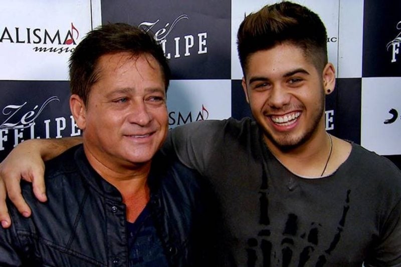 Leonardo e, um de seus seis filhos, Zé Felipe. Foto: Reprodução jogo rápido