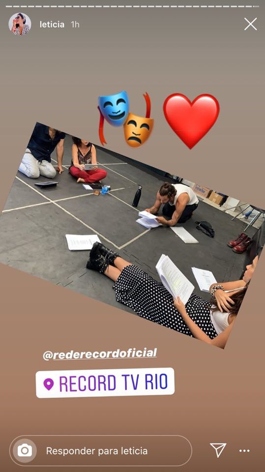 Letícia Almeida ensaia com o ex-namorado Pablo Morais para a novela Amor sem Igual da Record TV (Reprodução: Instagram)