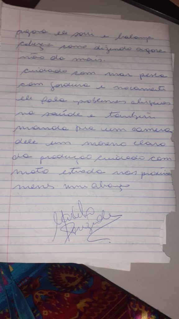 Carta psicografada de Marcelo Rezende (Foto: Reprodução) Carta psicografada de Marcelo Rezende (Foto: Reprodução)
