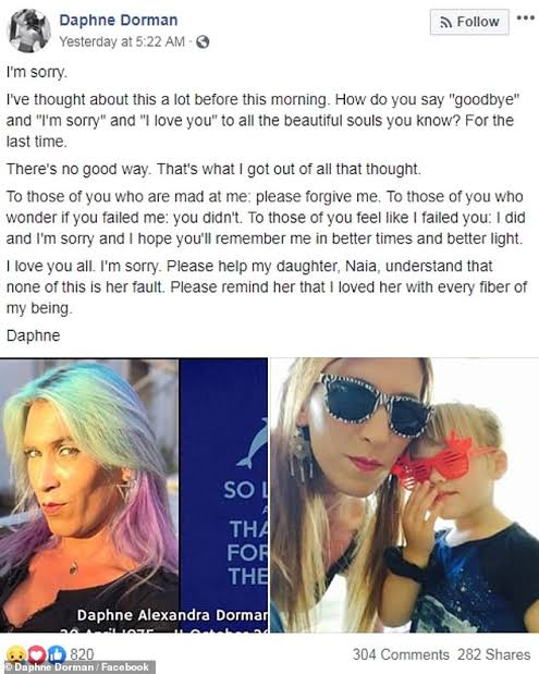 A atriz trans Daphne Dorman cometeu suicídio (Reprodução)