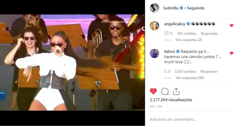 Comentário de Taboo na publicação de Ludmilla (Foto: Reprodução) Comentário de Taboo na publicação de Ludmilla (Foto: Reprodução)