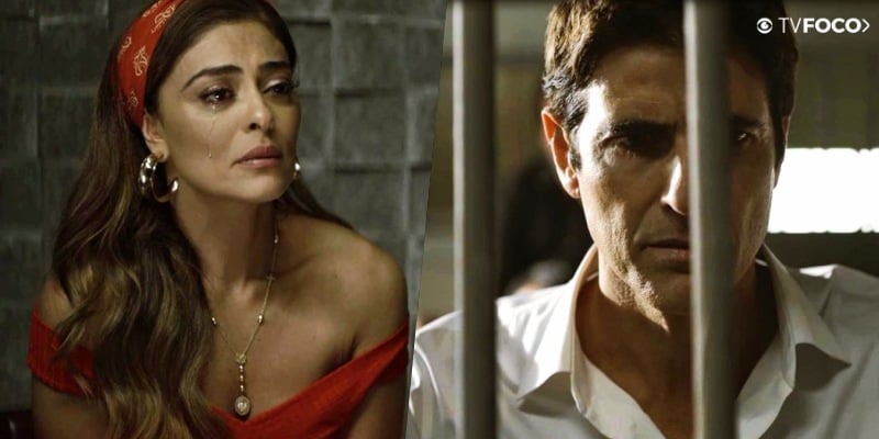 Maria da Paz de A Dona do Pedaço desaba ao ver Régis na cadeia