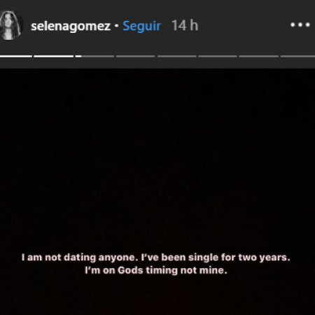 Storis que Selena Gomez diz que está no tempo de Deus (Foto: Reprodução)