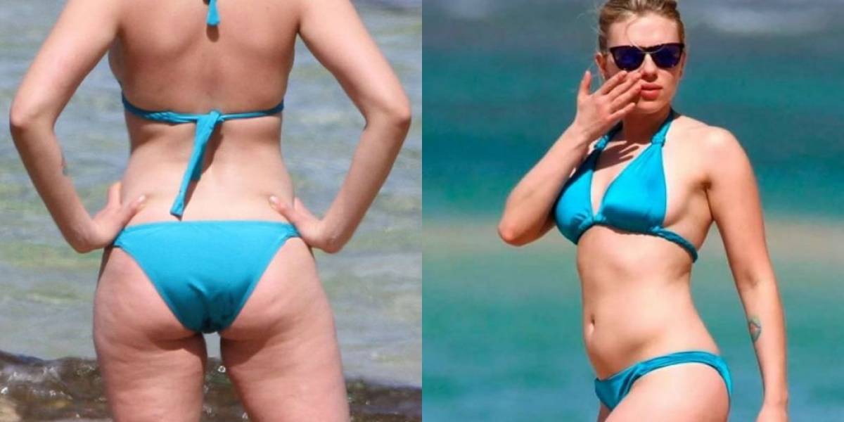 Scarlett Johansson recebe críticas da web após foto mostrando seu corpo real (Foto: Reprodução)