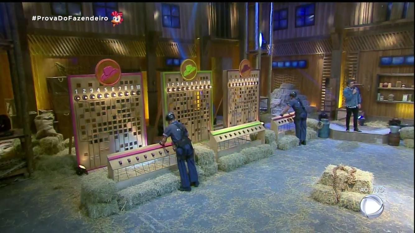 Netto, Viny Vieira e Rodrigo Phavanello se enfrentaram na Prova do Fazendeiro em A Fazenda 11 (Reprodução: Record TV)