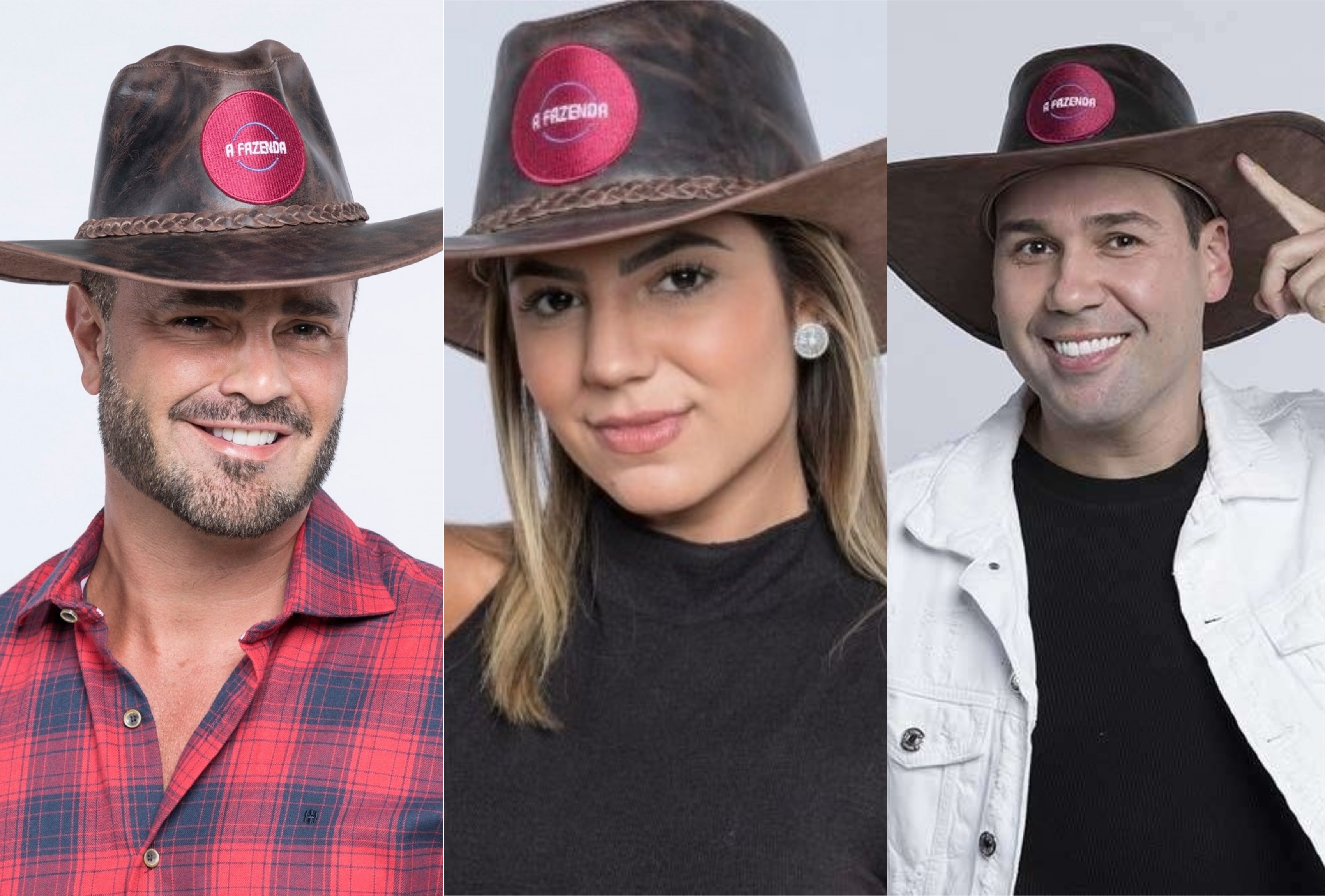 Rodrigo Phavanello, Hariany Almeida e Viny Vieira se enfrentam na Roça de A Fazenda da Record TV (Foto: Montagem/TV Foco)