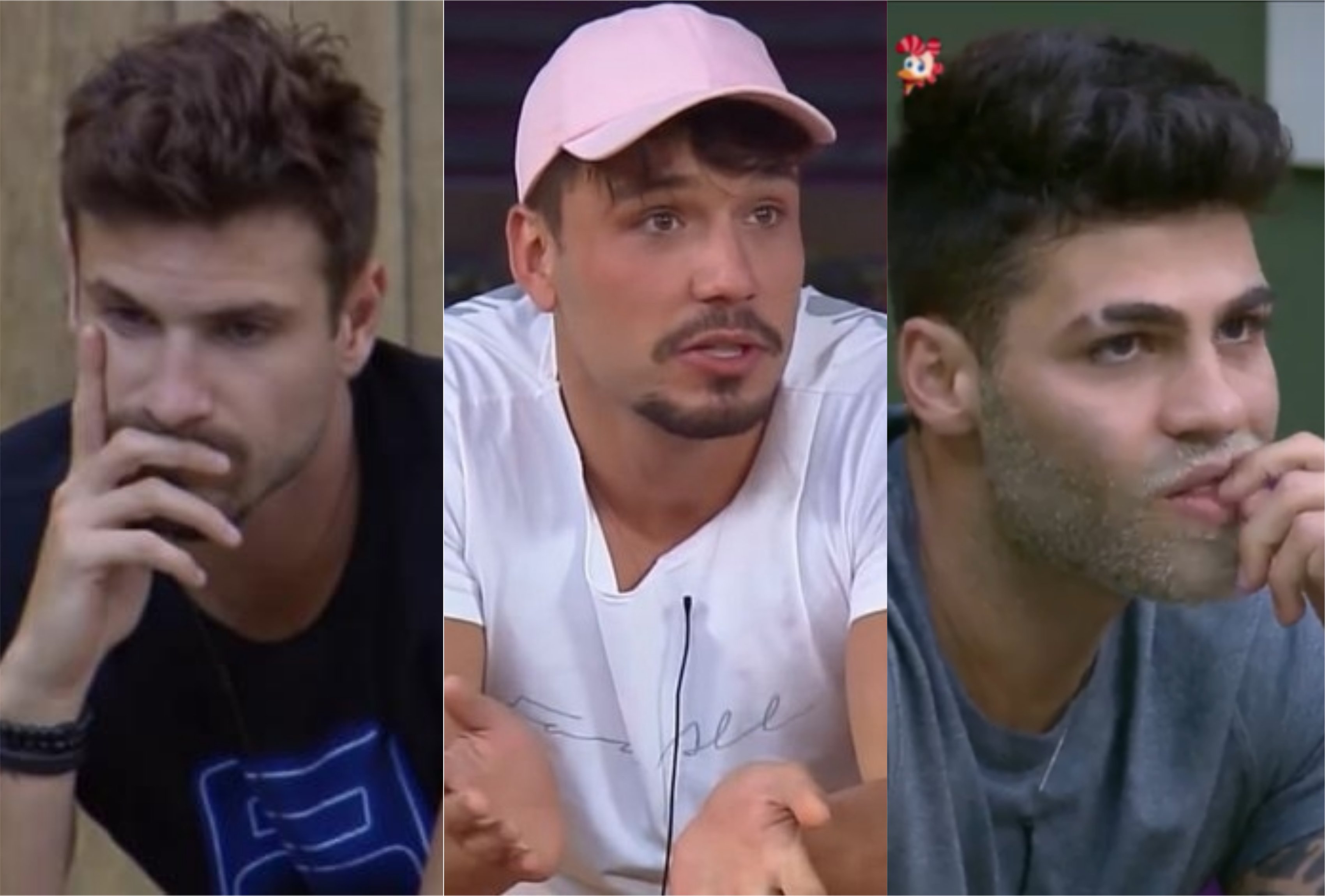 Guilherme Leão e Netto se aproximam de Lucas Viana em A Fazenda 11 da Record (Montagem: Adriel Marques/TV Foco)