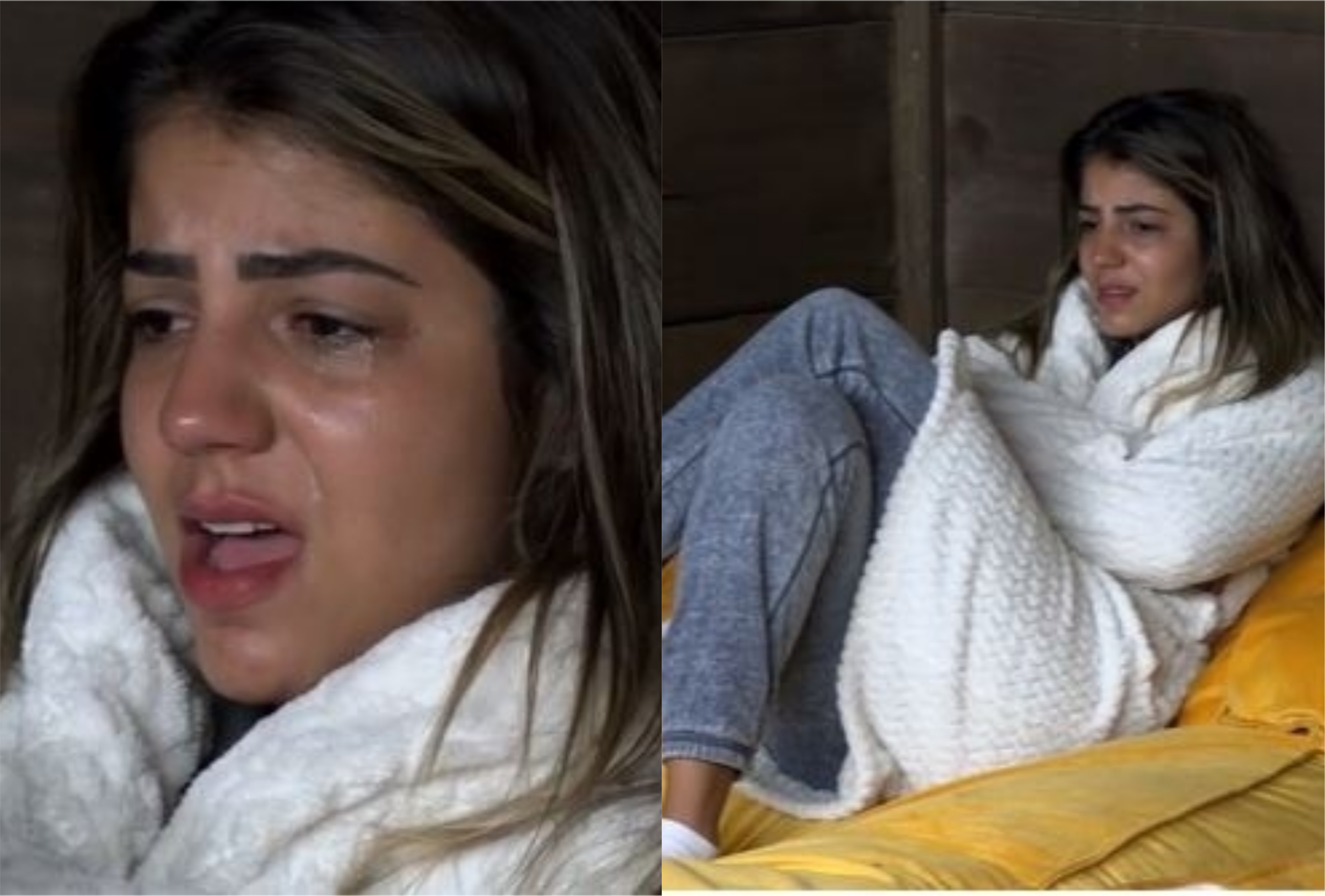 Hariany Almeida isolada dentro de A Fazenda 11 da Record (Montagem: TV Foco)
