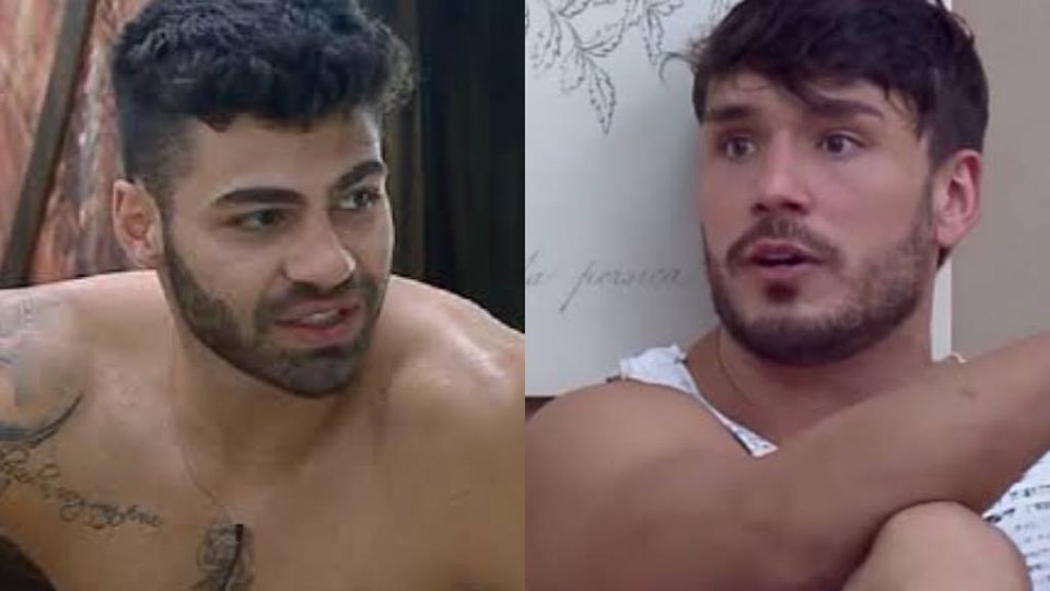 Lucas e Netto discutem feio em A Fazenda 11 da Record (Montagem: TV Foco)
