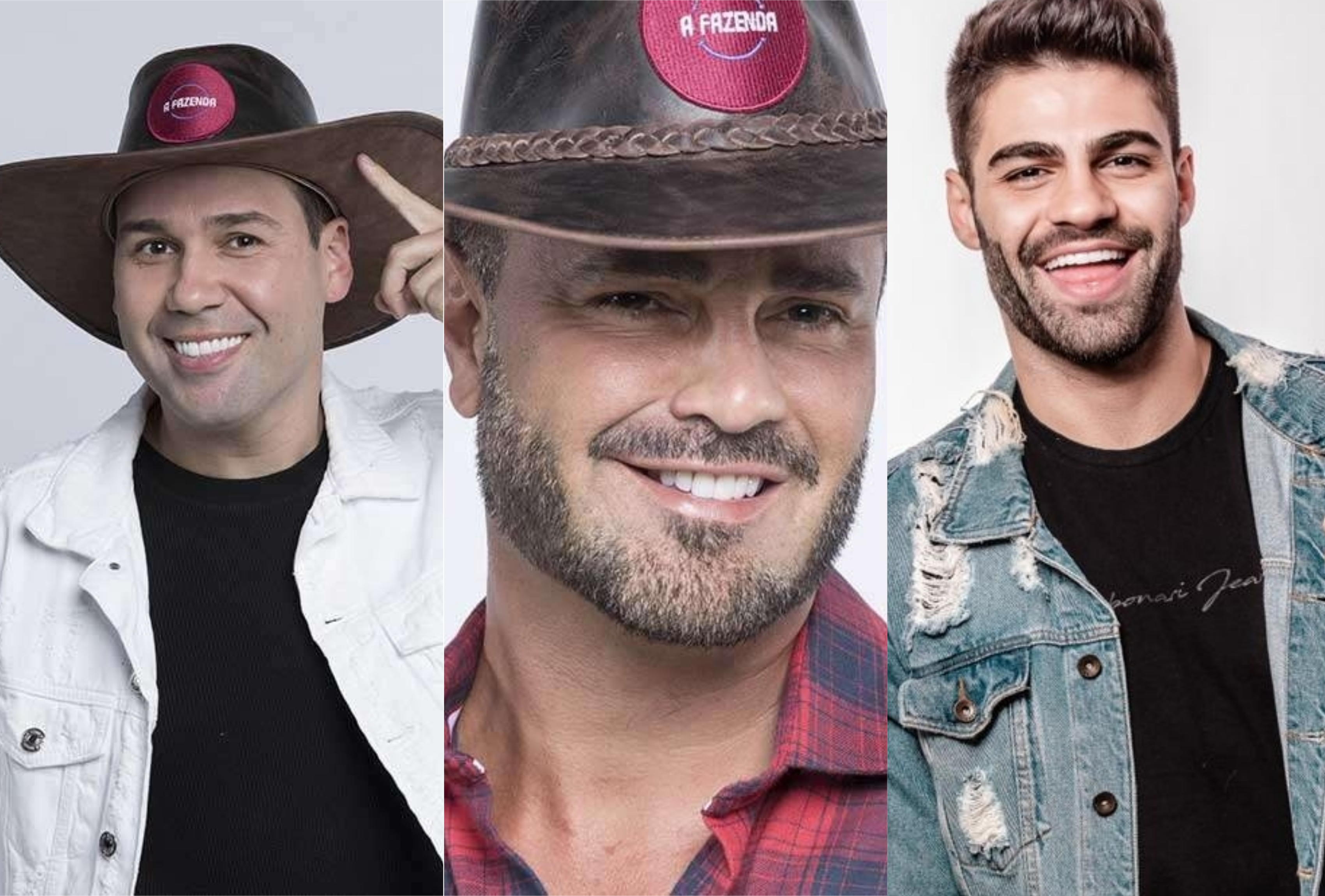 Viny Vieira, Rodrigo Phavanello e Netto estão na Roça de A Fazenda 11 da Record (Montagem: TV Foco) Viny Vieira, Rodrigo Phavanello e Netto estão na Roça de A Fazenda 11 da Record (Montagem: TV Foco)