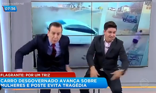 Bruno Peruca e Celso Zucatelli se "assustaram" no Balanço Geral da Record (Foto: Reprodução)