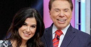 Renata e Silvio Santos. (Foto: Reprodução / SBT)