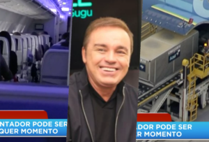 Record mostrou ao vivo imagens de Gugu Liberato chegando ao Brasil (Foto reprodução)