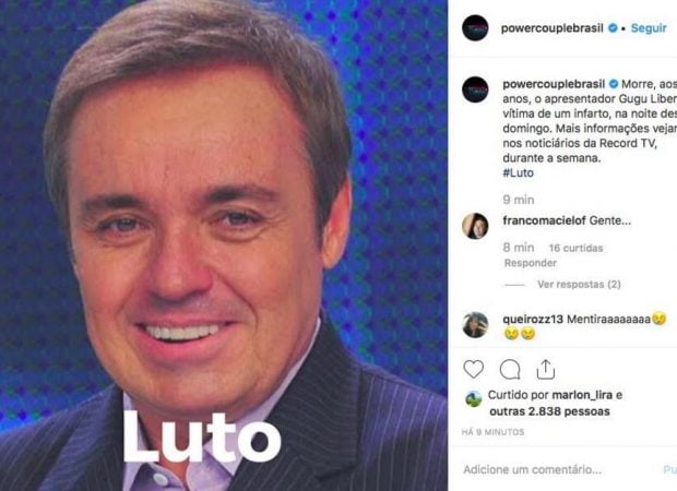 Notícia fake sobre a morte do apresentador Gugu Liberato viraliza na web. Foto: Reprodução