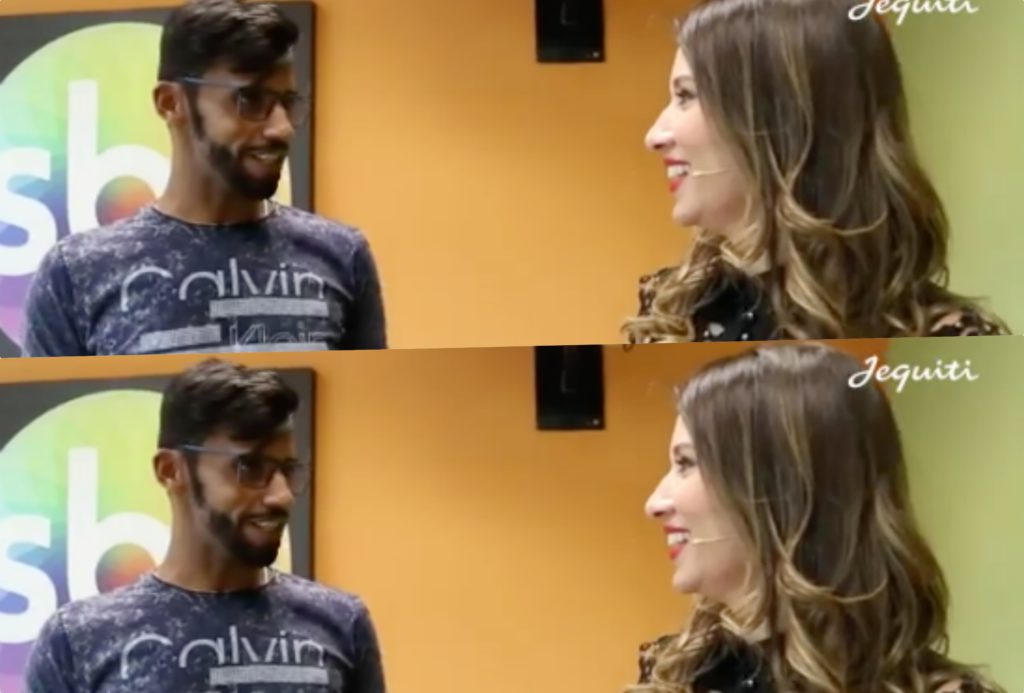 Rebeca Abravanel recebeu fã em seu camarim no SBT
