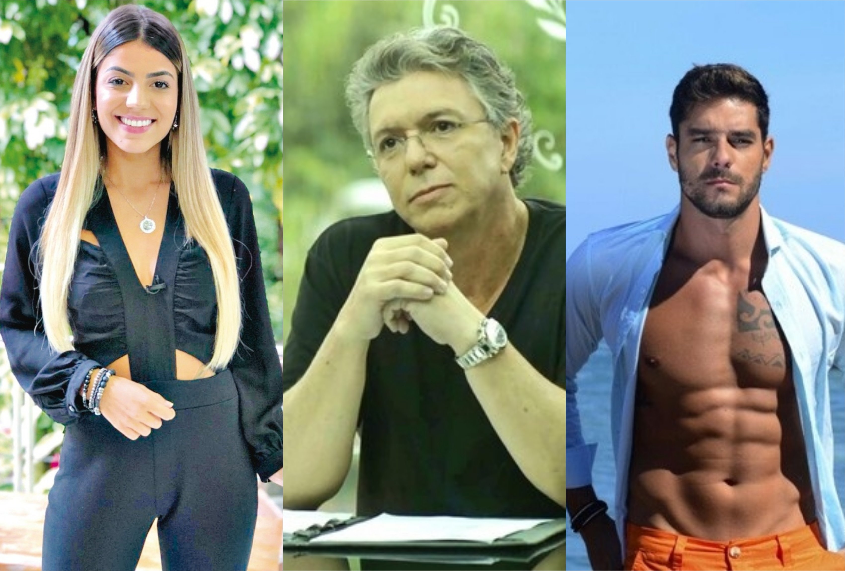 Hariany Almeida e Diego Grossi estão confinados em A Fazenda da Record e falaram de Boninho que é diretor do BBB da Globo (Foto: Montagem/TV Foco)