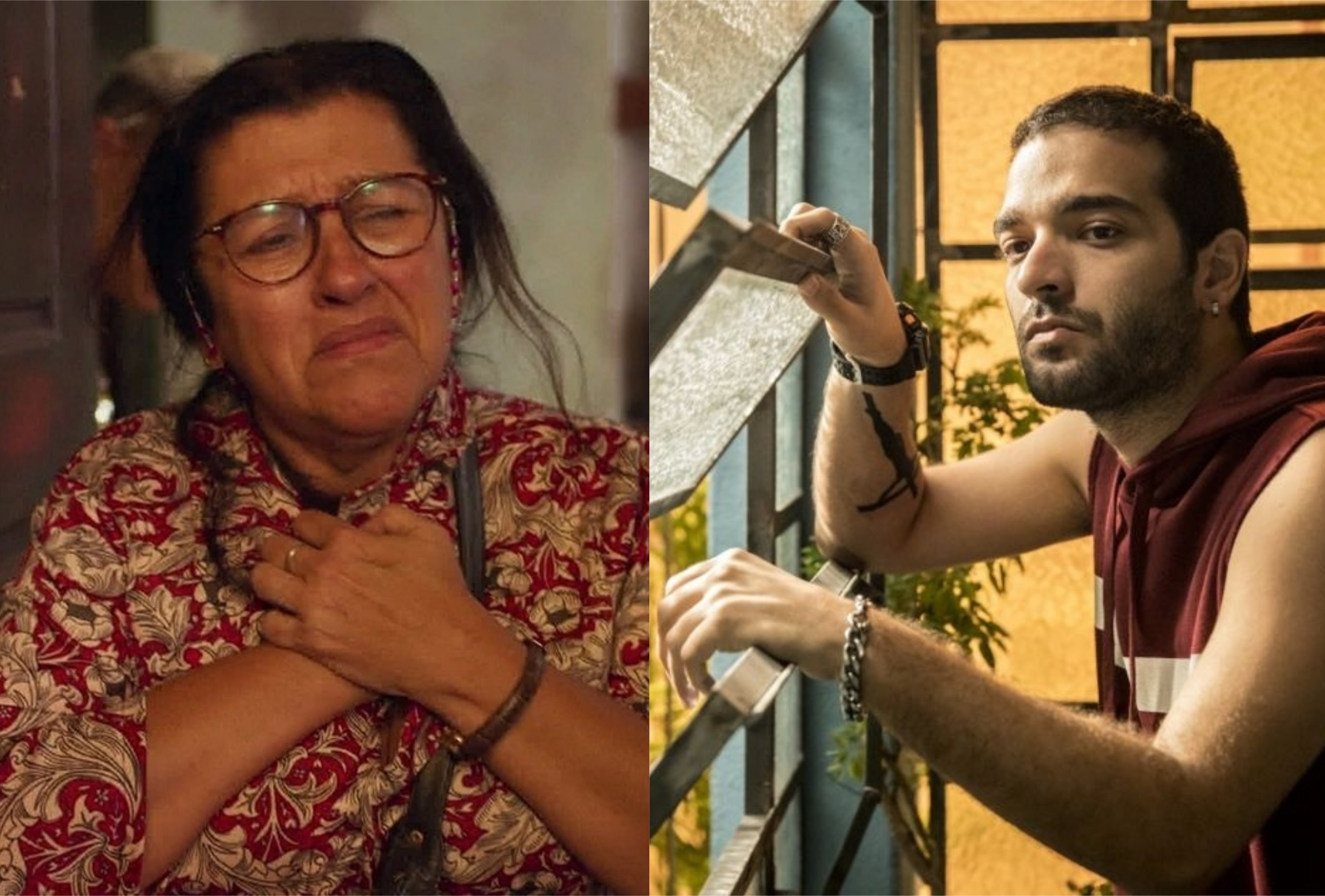 Lurdes (Regina Casé) ajuda Sandro (Humberto Carrão) em Amor de Mãe da Globo (Foto: Montagem/TV Foco)