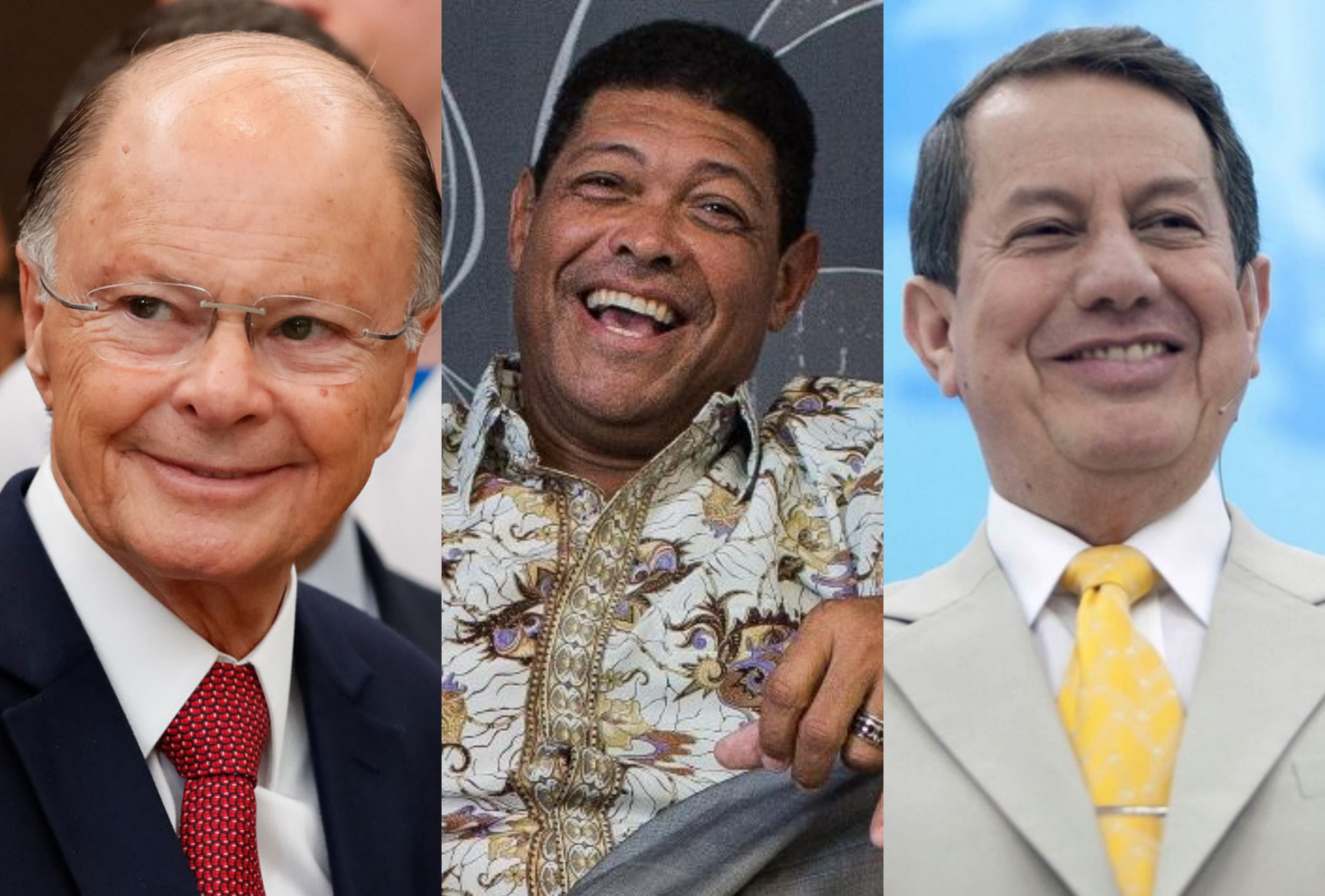 Os famosos pastores, o dono da Record, Edir Macedo, Valdemiro Santiago e RR. Soares (Foto: Montagem TV Foco)