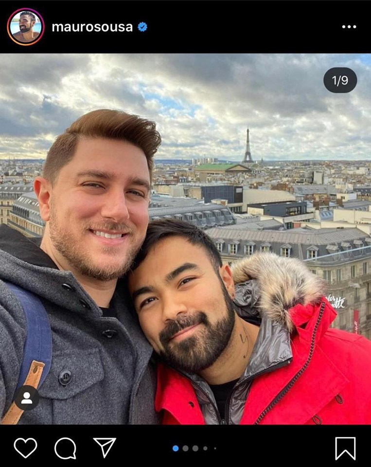 Filho de Maurício de Sousa, Mauro de Souza, se declara para o marido Rafael Piccin (Foto: Reprodução)