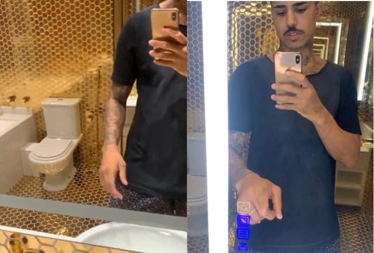 Banheiro dourado do MC Livinho (Foto: Reprodução/ Instagram)