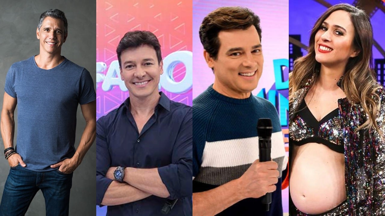 Márcio Garcia, Rodrigo Faro, Celso Portiolli e Tatá Werneck (Foto: Divulgação/Globo/Record/SBT/Multishow)