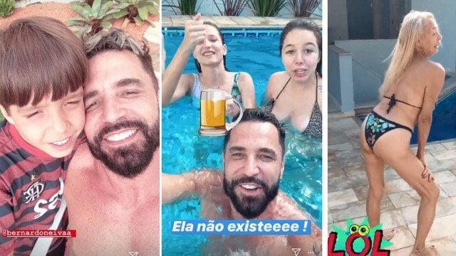 Latino surgiu na companhia dos filhos e da mãe em um dia de piscina (Foto: Reprodução/ Instagram)