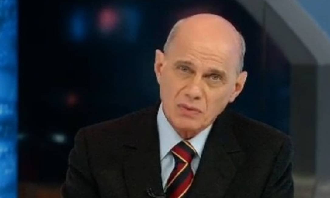 O jornalista Ricardo Boechat enquanto apresentava o Jornal da Band (Foto: Reprodução)