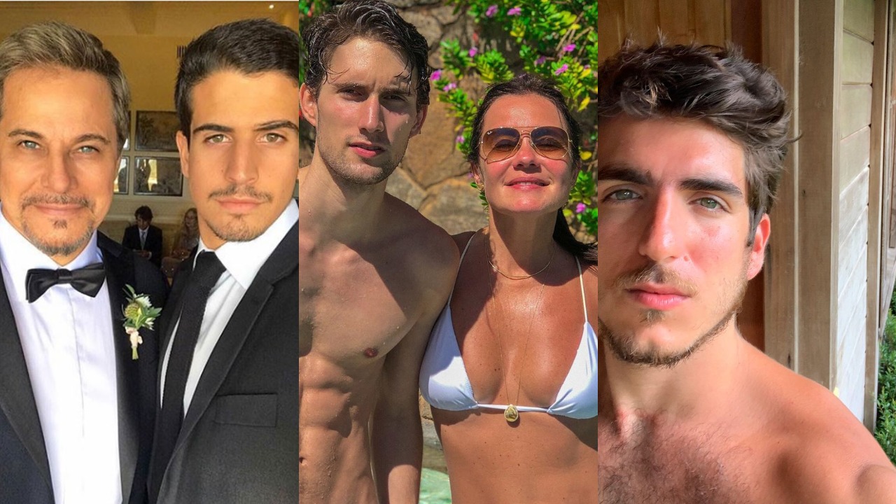 Enzo Celulari com o pai, Edson Celulari, Adriana Esteves e Felipe Ricca e João Mader Bellotto (Foto: Reprodução/Instagram/Montagem TV Foco)