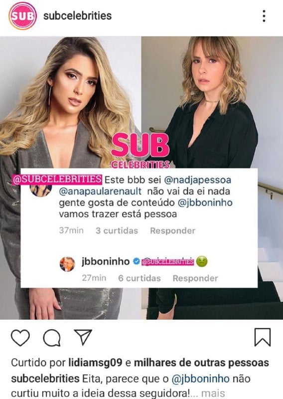 Será que Boninho não gosta de Ana Paula Renault e Nadja Pessoa? (Foto: Reprodução/ Instagram)