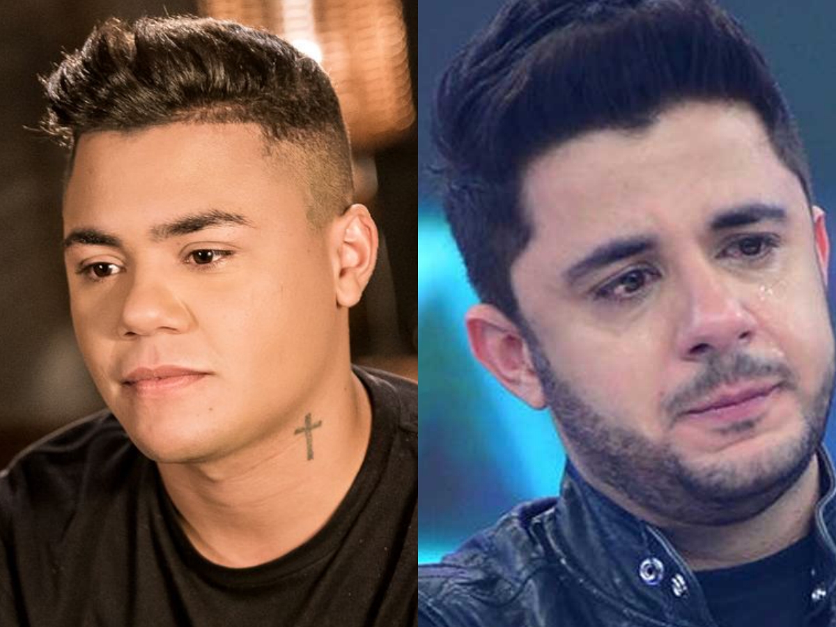 O famoso cantor sertanejo, Felipe Araújo se emocionou ao falar sobre o seu falecido irmão, Cristiano Araújo no Se Joga, da Globo (Foto: Reprodução/Montagem TV Foco)