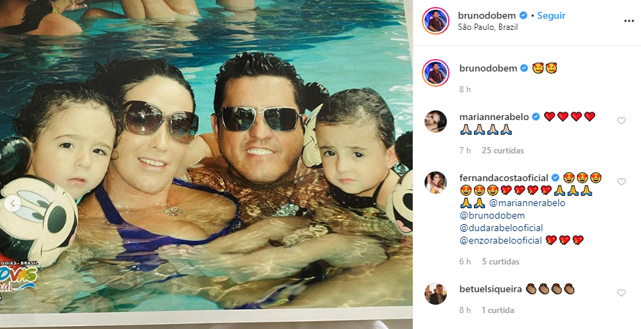Bruno, da dupla com Marrone, postou foto rara ao lado da família (Foto: Reprodução/ Instagram)