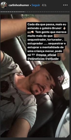 Carlinhos Silva, o Mendigo do Pânico, se compara a goleiro Bruno (Foto: Reprodução/Instagram)